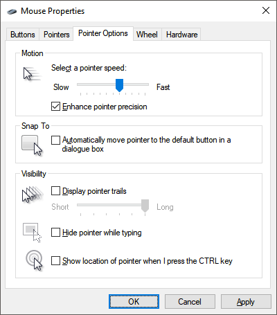 mouse pointer options